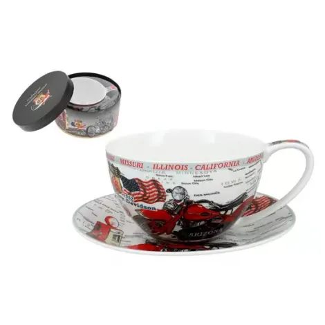 Filiżanka Carmani 360ml ze spodkiem - Motory, Harley Davidson